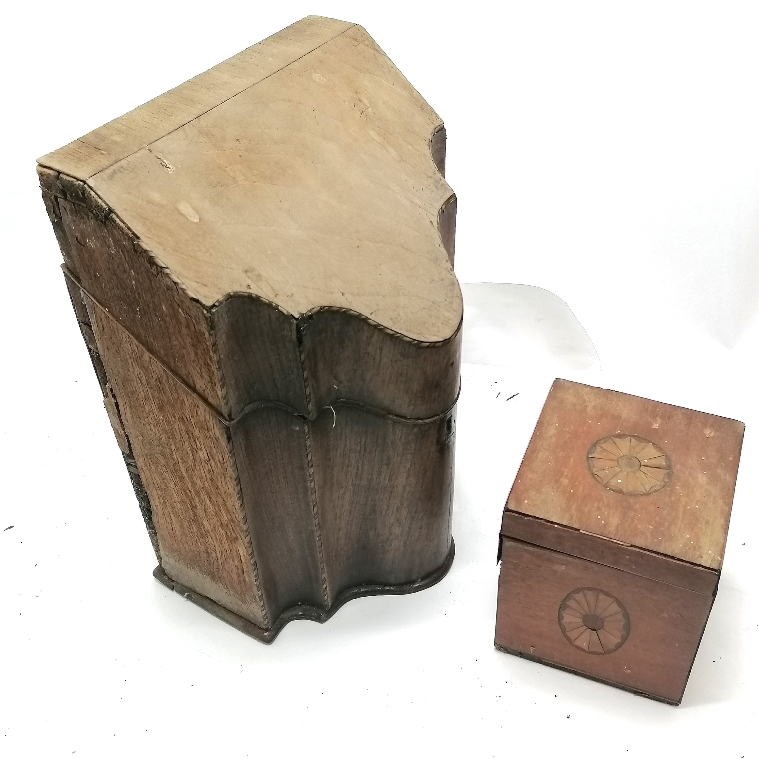 4 antique boxes incl. converted Georgian knife box 34cm high x 23cm x 18cm deep - all for - Image 4 of 6