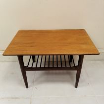 G-Plan Gold label, Mid Century Teak coffee table with magazine shelf, In good used condition, 76