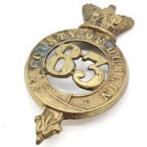 83rd (County of Dublin) Regiment of Foot military badge - 7.5cm high and has some slight