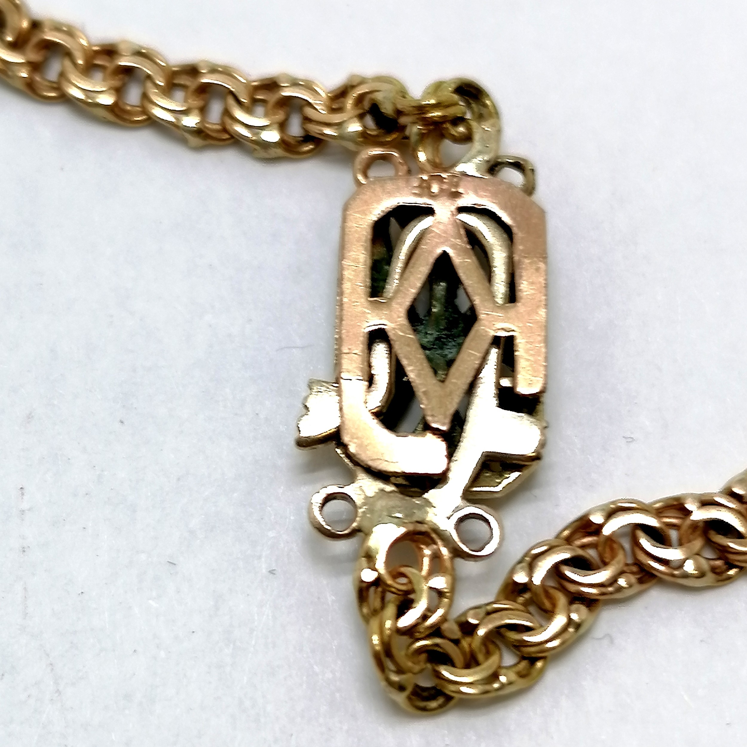 9ct fancy link 60cm chain with an antique 9ct marked gold clasp - total weight 15.5g ~ clasp has - Image 2 of 4