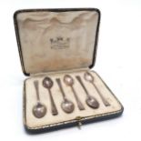1923 silver cased set of 6 coffee spoons by William Hutton & Sons Ltd - 41g & case 15cm x 12cm ~