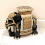 Oriental ceramic plant stand in the form of a black elephant, damage to 1 foot, but overall good