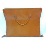 Vintage tan leather portfolio case with zip fastening 70cm x 58cm - in good used condition