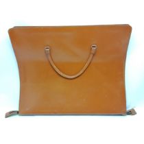 Vintage tan leather portfolio case with zip fastening 70cm x 58cm - in good used condition