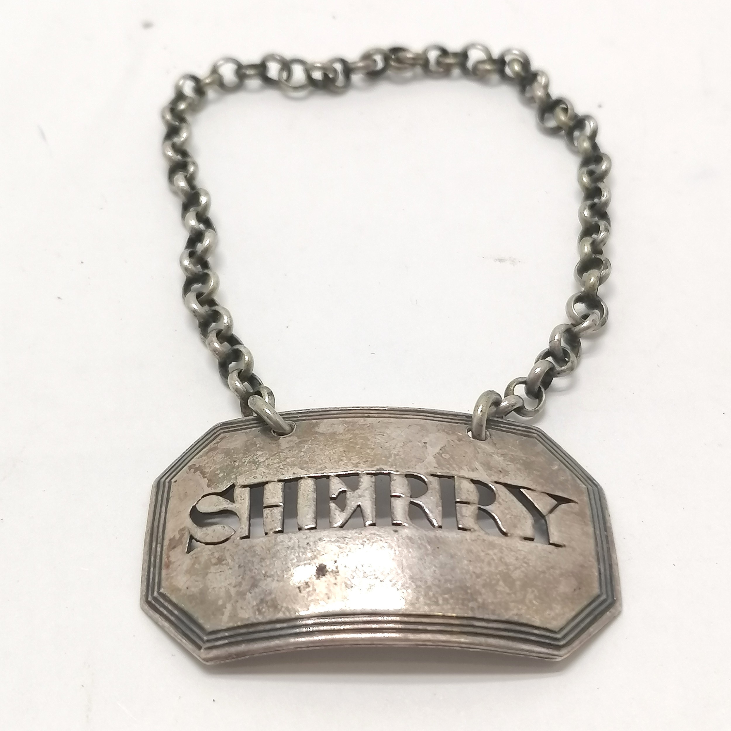 1819 silver Sherry decanter label by Thomas & James Phipps II - 4.5cm across & 13g