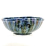 Brannam pottery bowl with unusual cat decoration - 23cm x 8.5cm high