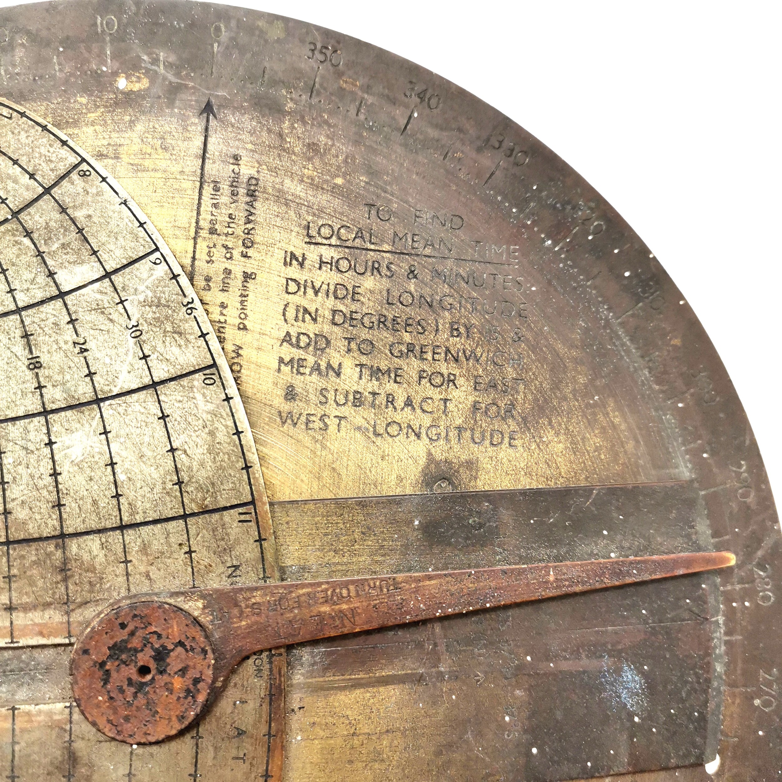 WWII Cole Pattern Sun Compass 20cm diameter - missing a base but otherwise in good usable condition - Image 2 of 4