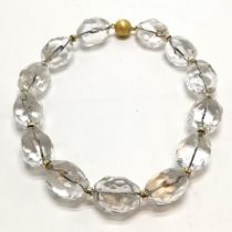 Chunky rock cystal bead necklace with magnetic gold tone clasp - 42cm long & 357g
