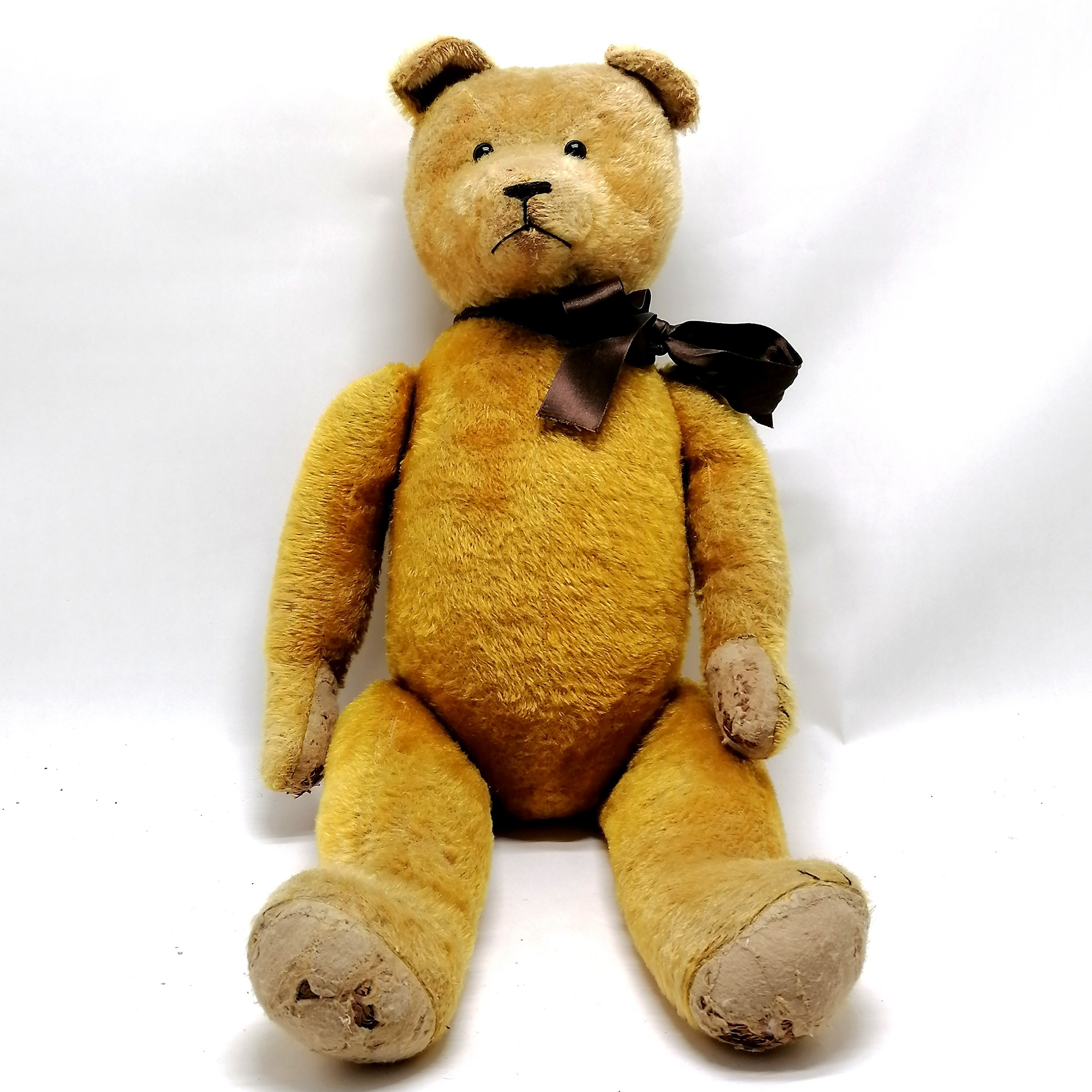 1926 large jointed teddy called Monty straw filled with glass eyes and stitched mouth and nose ( - Image 10 of 10