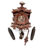 Bavarian hand carved wooden cuckoo clock by Schatz with 8 day movement - hanging game panel
