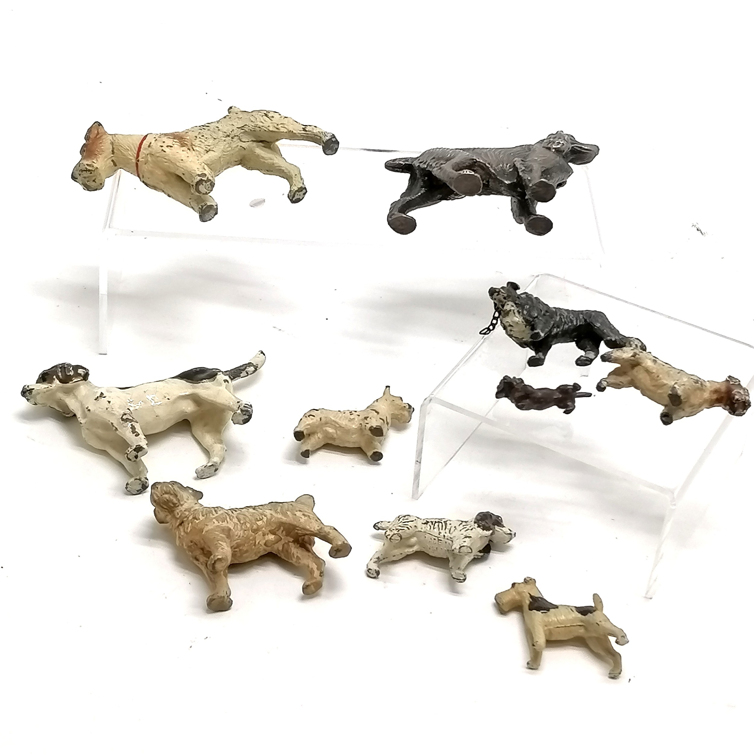 Qty of vintage metal dogs inc silver plated red setter (6.5cm high) etc - some losses to paint - Image 2 of 2