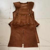 Re-enactment 13th Century armour piece brigandine suede (brown), size M/L T/W Medieval "Secret