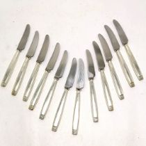 Elkington & Co Art Deco style set of 12 x table knives - 21cm long