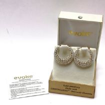 9ct marked gold earrings made with crystallized Swarovski elements (in original box with card) - 2cm