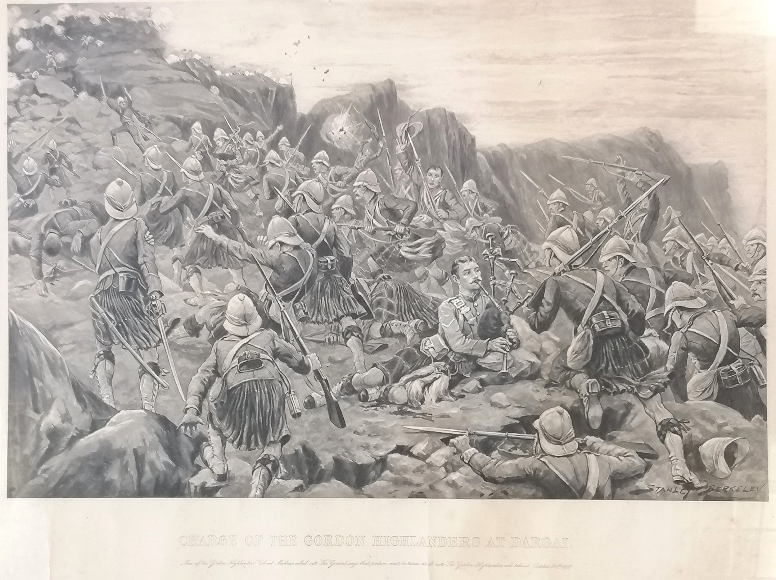 4 x framed military prints inc 1897 Charge of the Gordon Highlanders at Dargai (frame 66.5cm x - Image 2 of 4