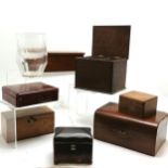 Collection of antique & vintage boxes inc small tortoiseshell tea caddy (missing 1 foot) ~ all a/f