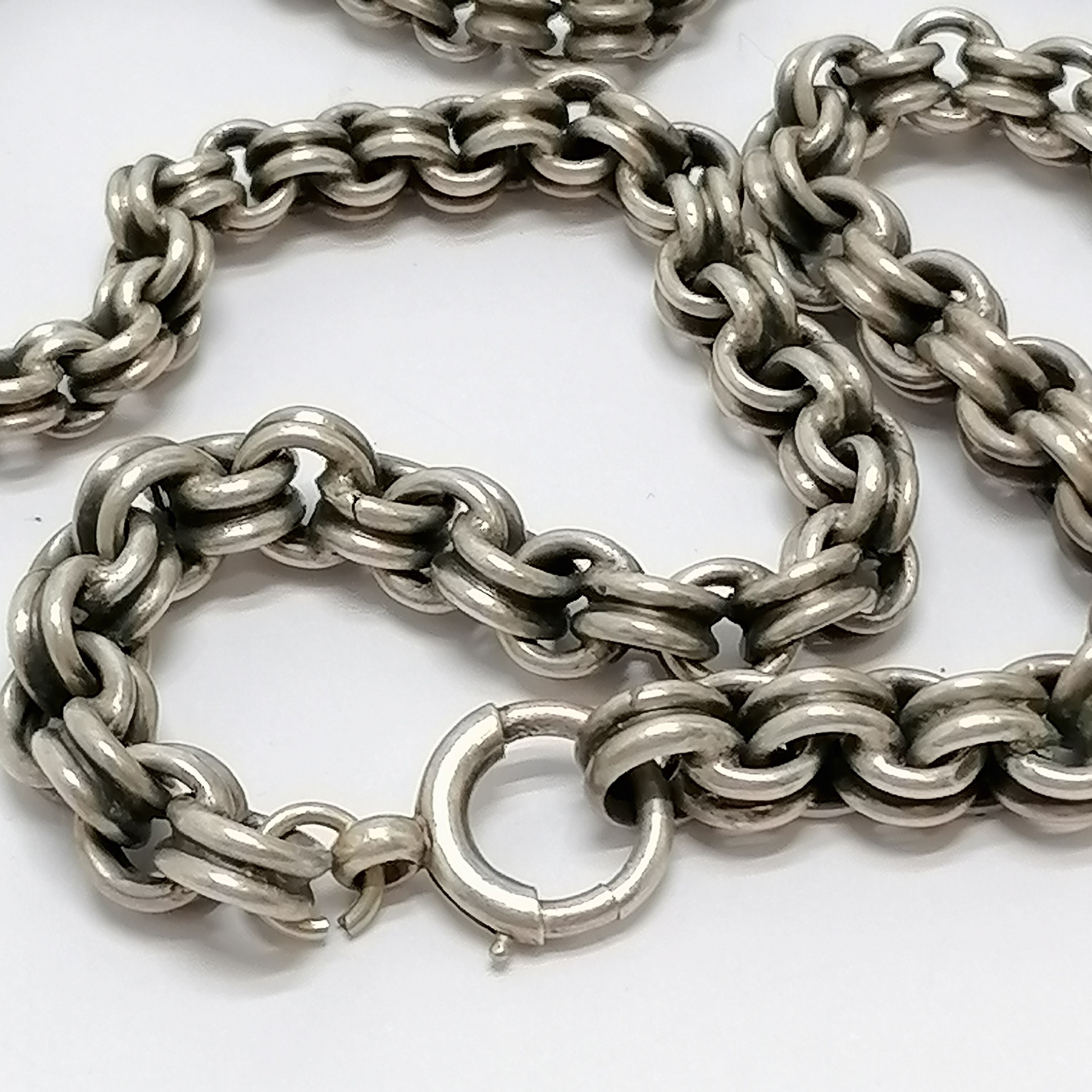 Antique Victorian unmarked silver fancy belcher link chain - 46cm & 28g with no obvious damage - Image 2 of 2