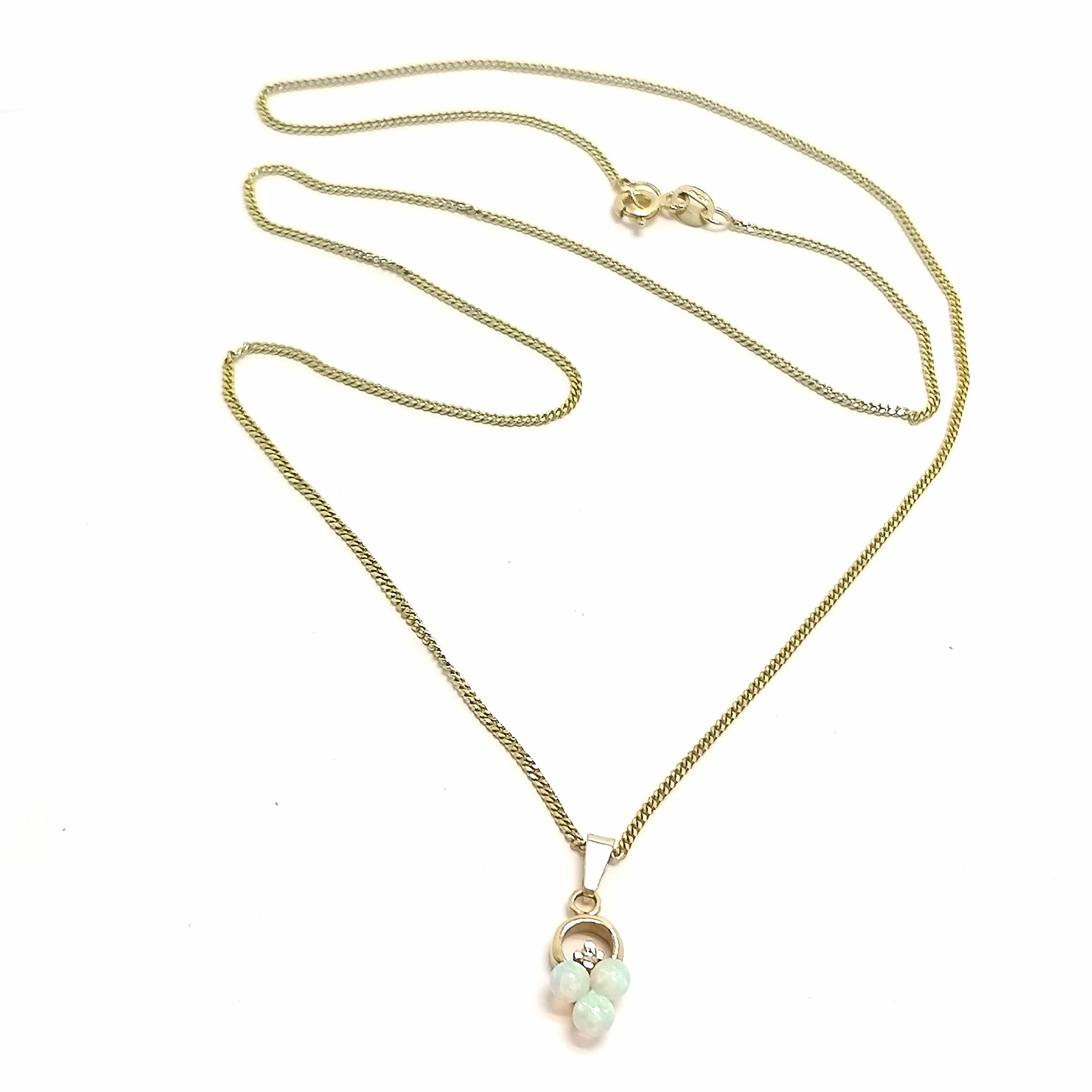 9ct hallmarked gold opal & diamond pendant on a 9ct hallmarked gold 50cm neckchain - total weight 3g - Image 4 of 4