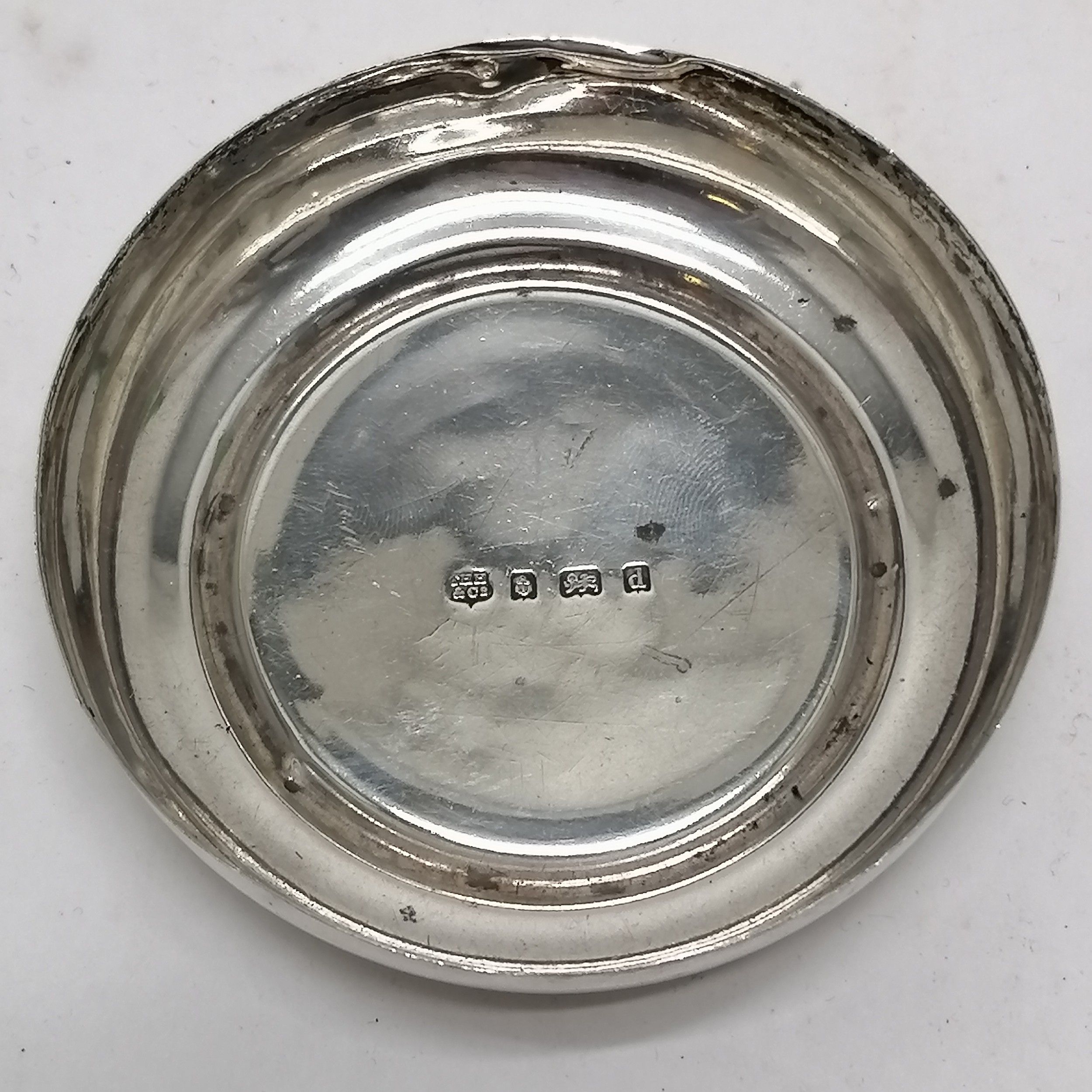 Silver hallmarked dish by T H Hazlewood & Co (8.5cm diameter) t/w silver cased finger purse ~ - Image 3 of 3