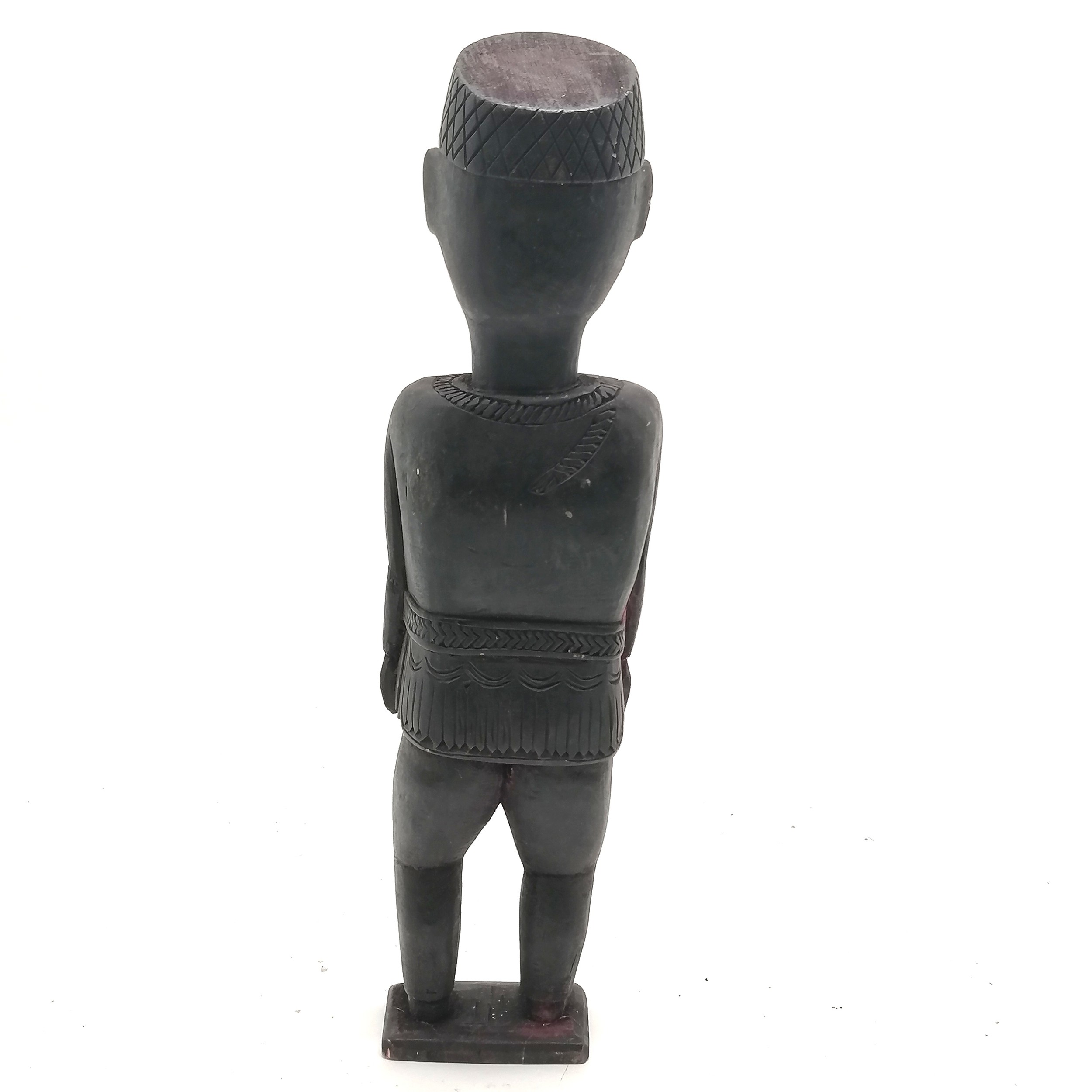 Indo Persian carved wooden soldier figure with traces of original paint detail 36cm high- no obvious - Image 3 of 4
