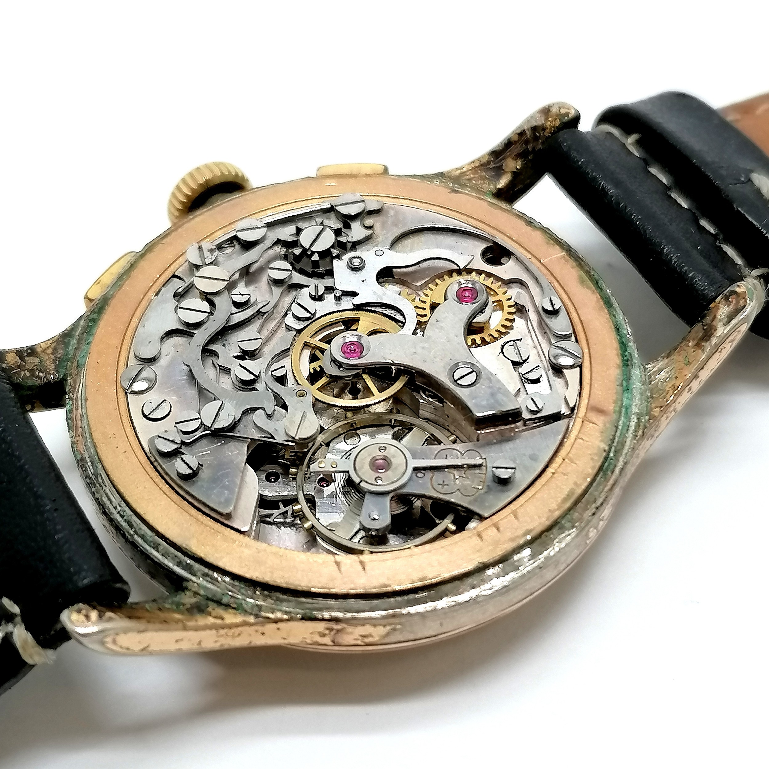 Exactus chronographe wristwatch (34mm case) ~ runs but stops & has losses to plating - Image 3 of 3