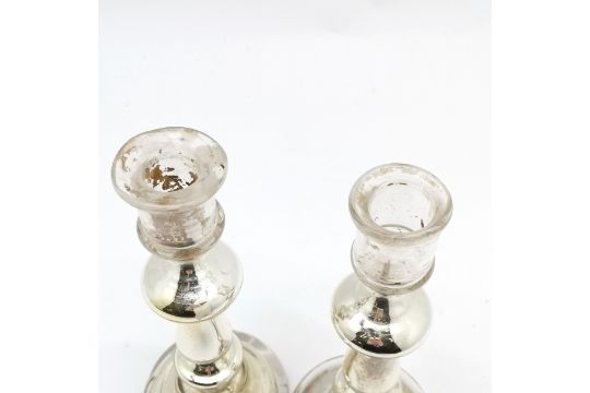 Antique pair of mercury glass candlesticks - 24cm high - Image 3 of 4