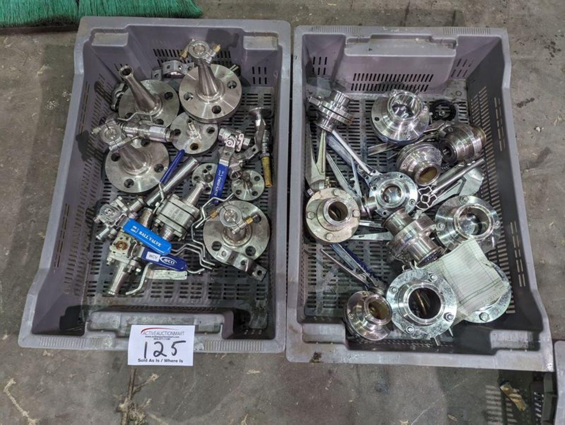 2 Crates of Assorted Stainless Steel Valves
