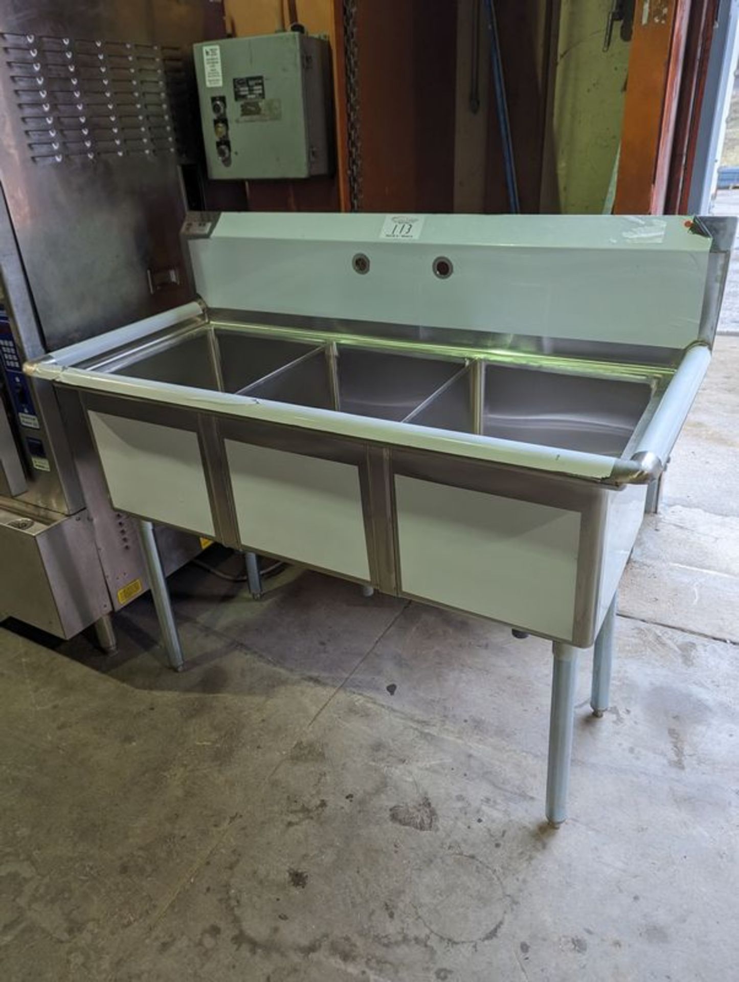 Unused Stainless Steel 3 Compartment Sink