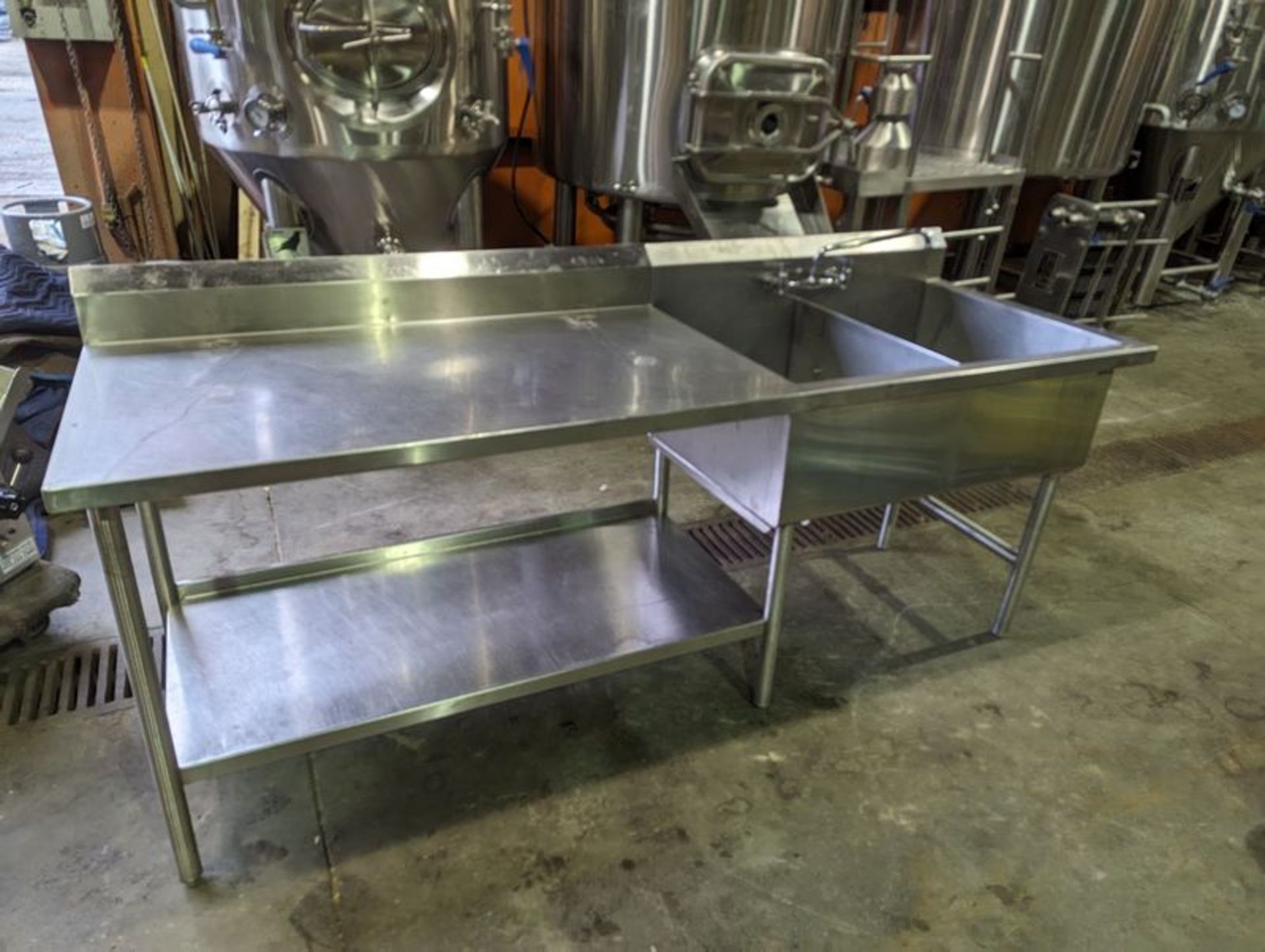 Custom 84 x 30" Stainless Steel Table with 2 Sinks