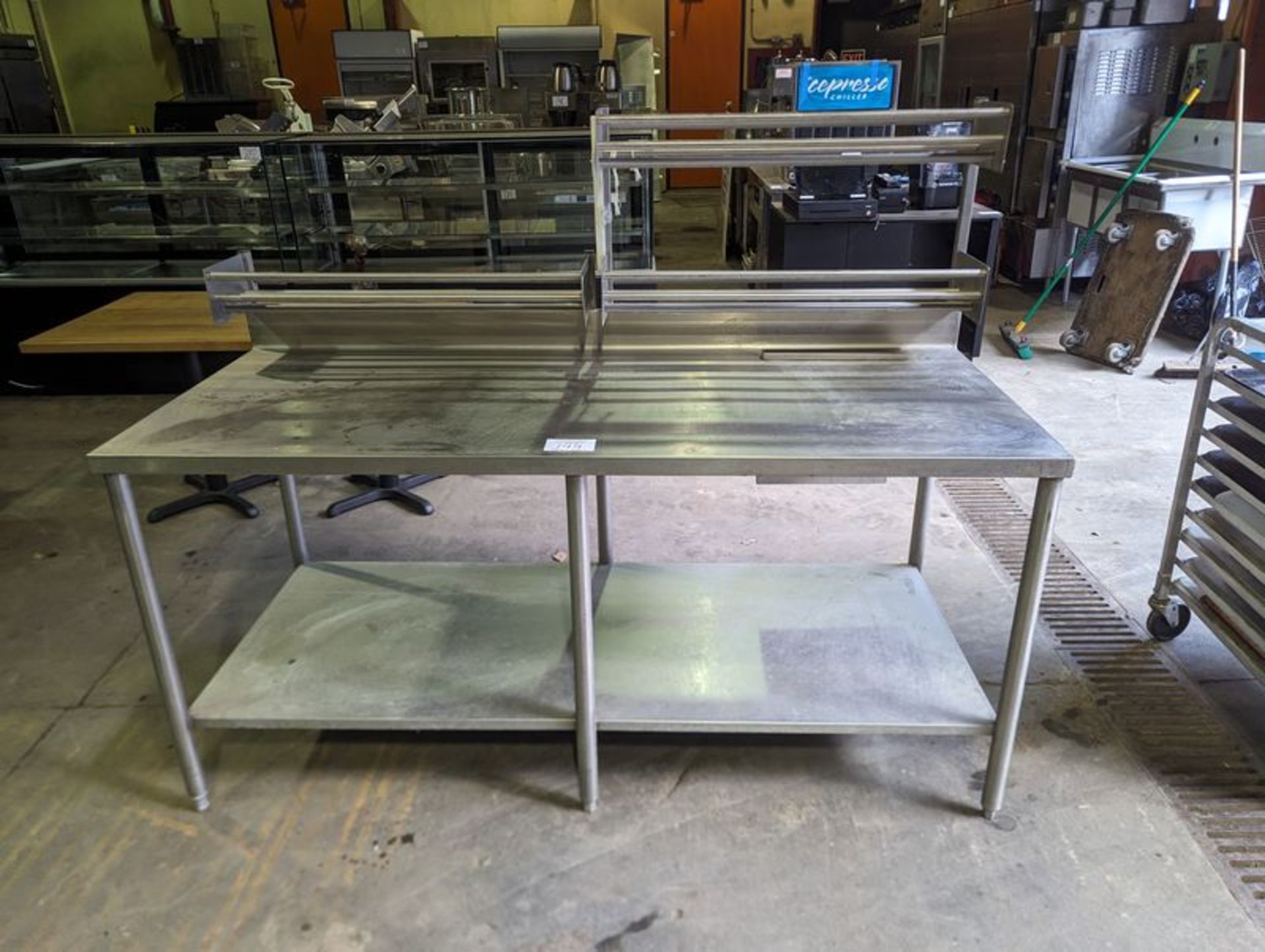 Custom 30 x 72" Stainless Steel Table with Wrap Dispenser