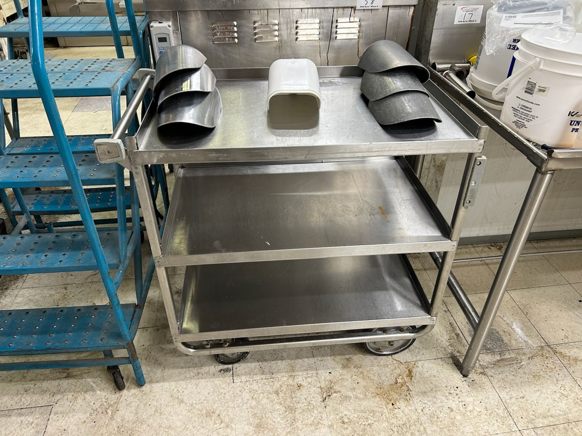 3 Tier Stainless Steel Trolley with Assorted Ingredients Scoops