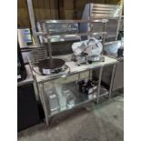 Custom 60" Stainless Steel Table with Over Shelf and Cutting Top