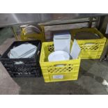 4 Crates of White Dishes