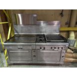 Quest 72" Gas Range with 24" Charbroiler, 2 Burners, 36" Griddle and Salamander