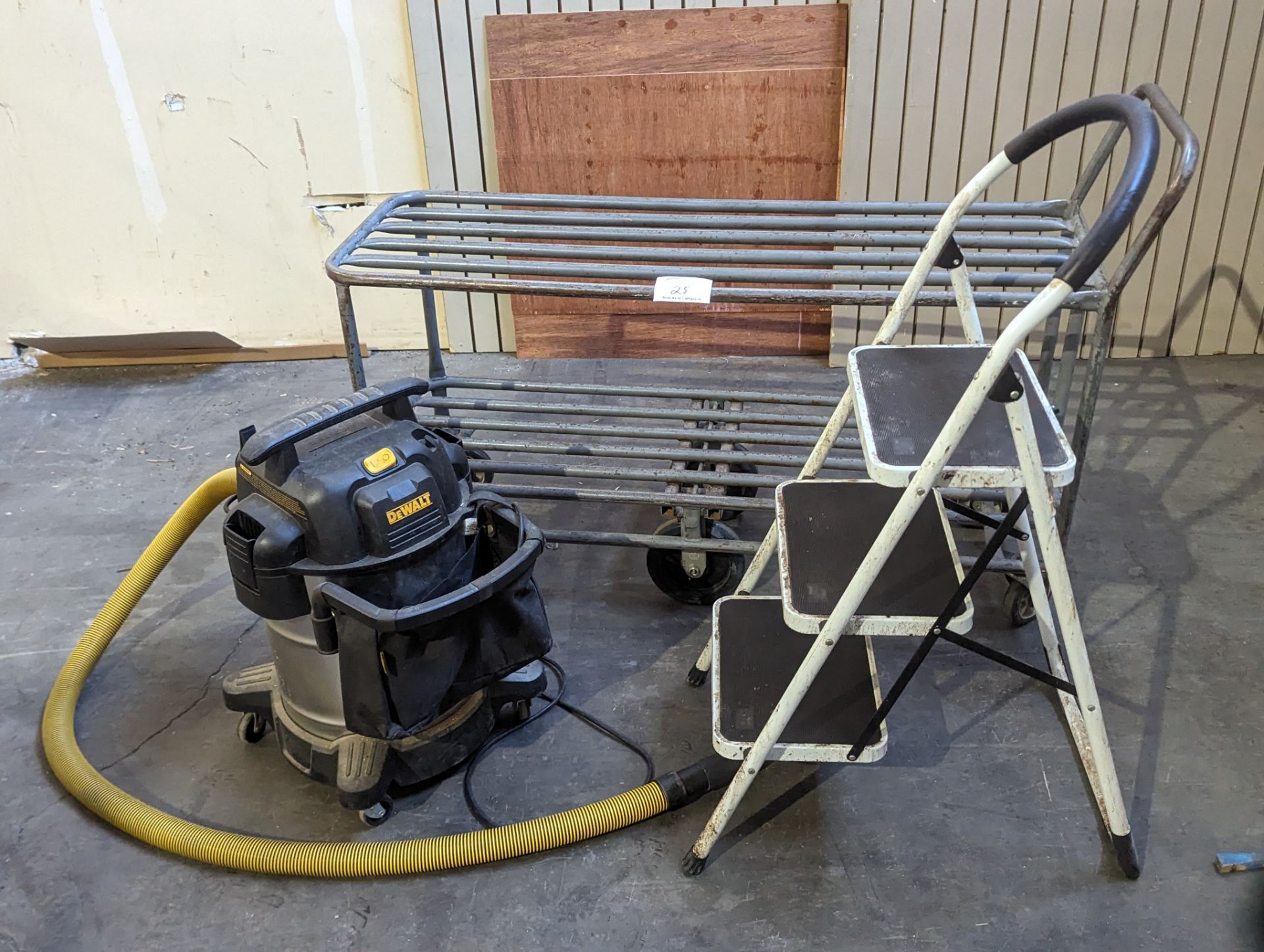 Stock Cart, Shop Vac and Step Ladder