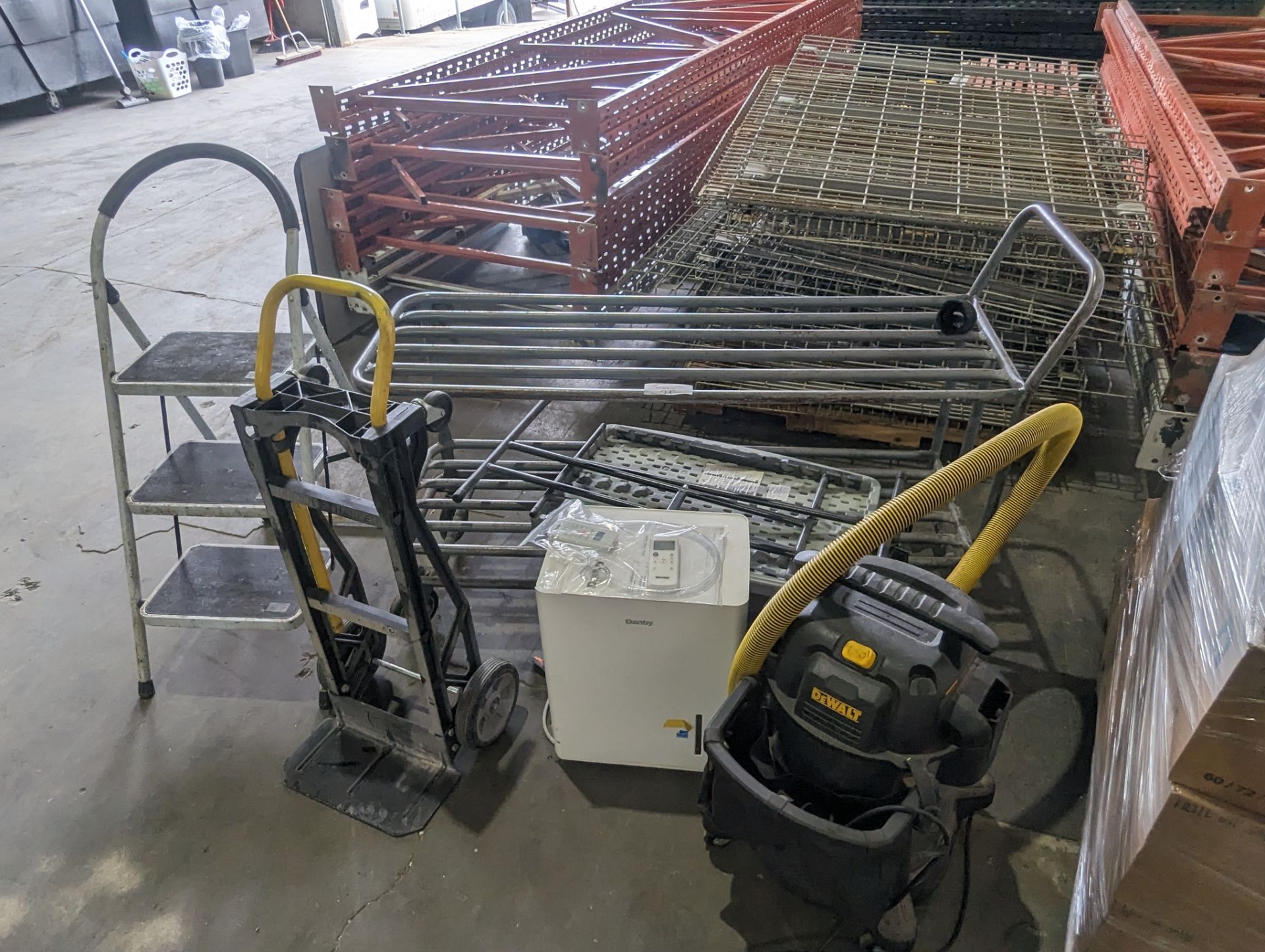 Stock Cart, Air Conditioner, Shop Vac and Step Ladder