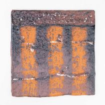 † ANNE FLØCHE (born 1952); an earthenware wall tile decorated with slips and glazes, impressed A