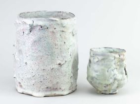 † ASHLEY HOWARD (born 1963); a stoneware vessel with heavily textured surface covered in white