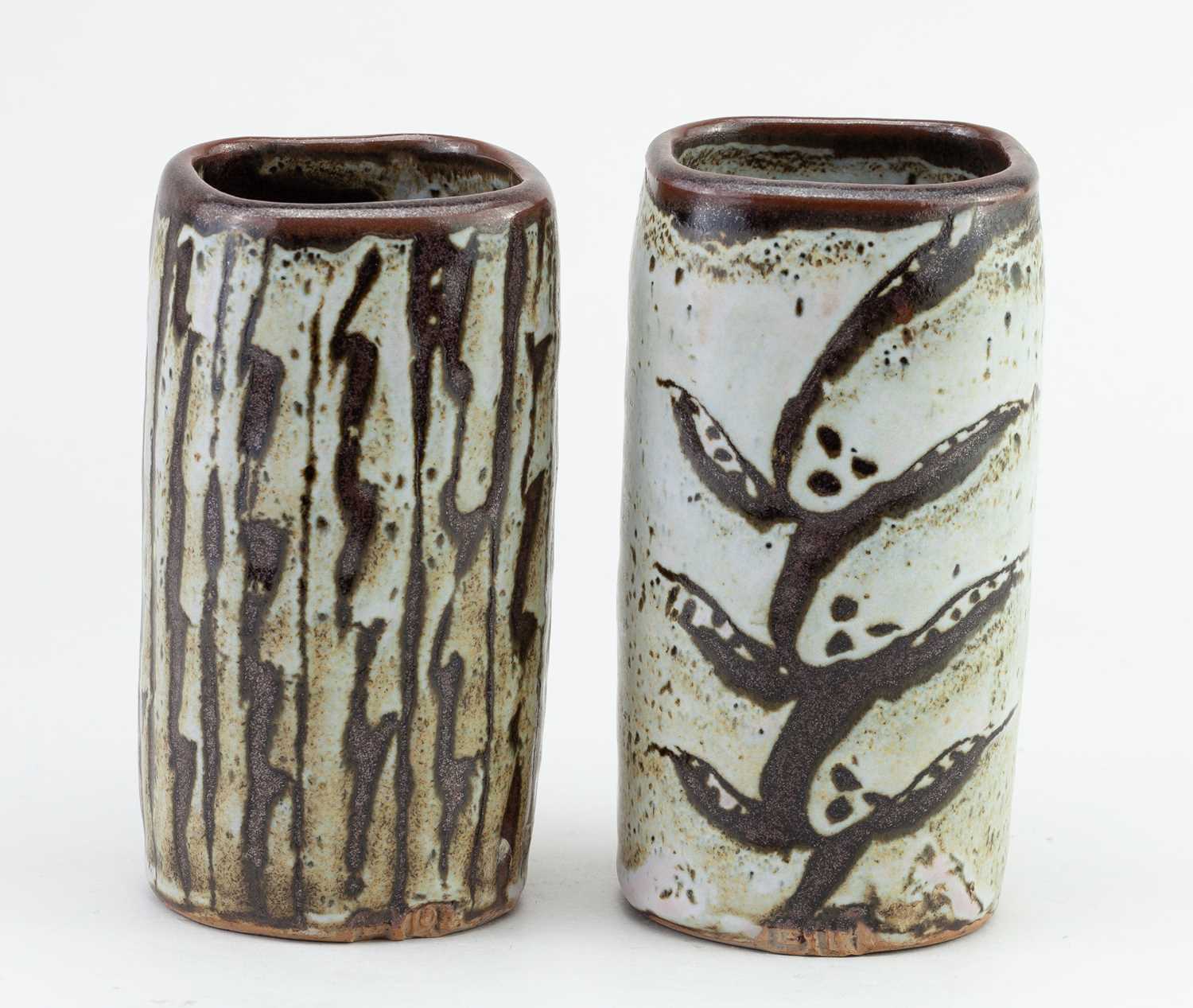 † DAVID LEACH (1911-2005) for Lowerdown Pottery; a cylindrical stoneware vase covered in dolomite