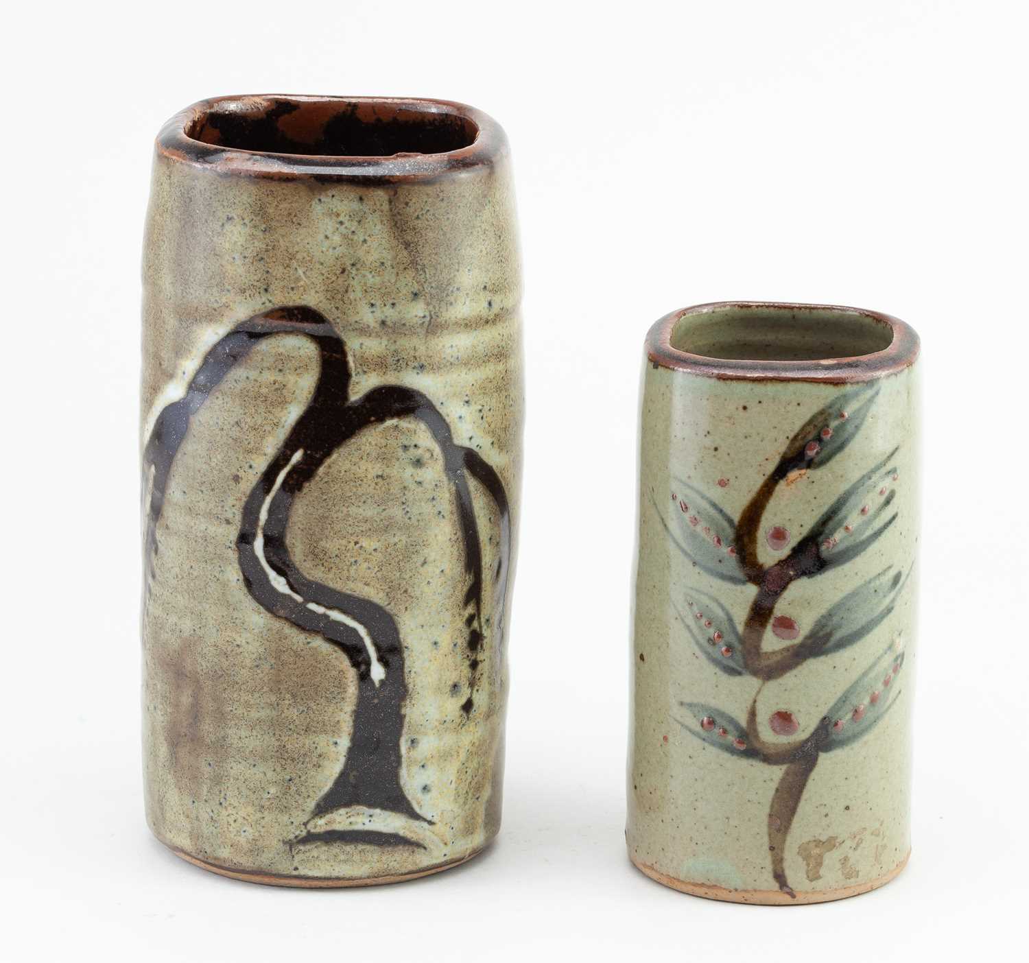 † DAVID LEACH (1911-2005) for Lowerdown Pottery; a cylindrical stoneware vase covered in dolomite