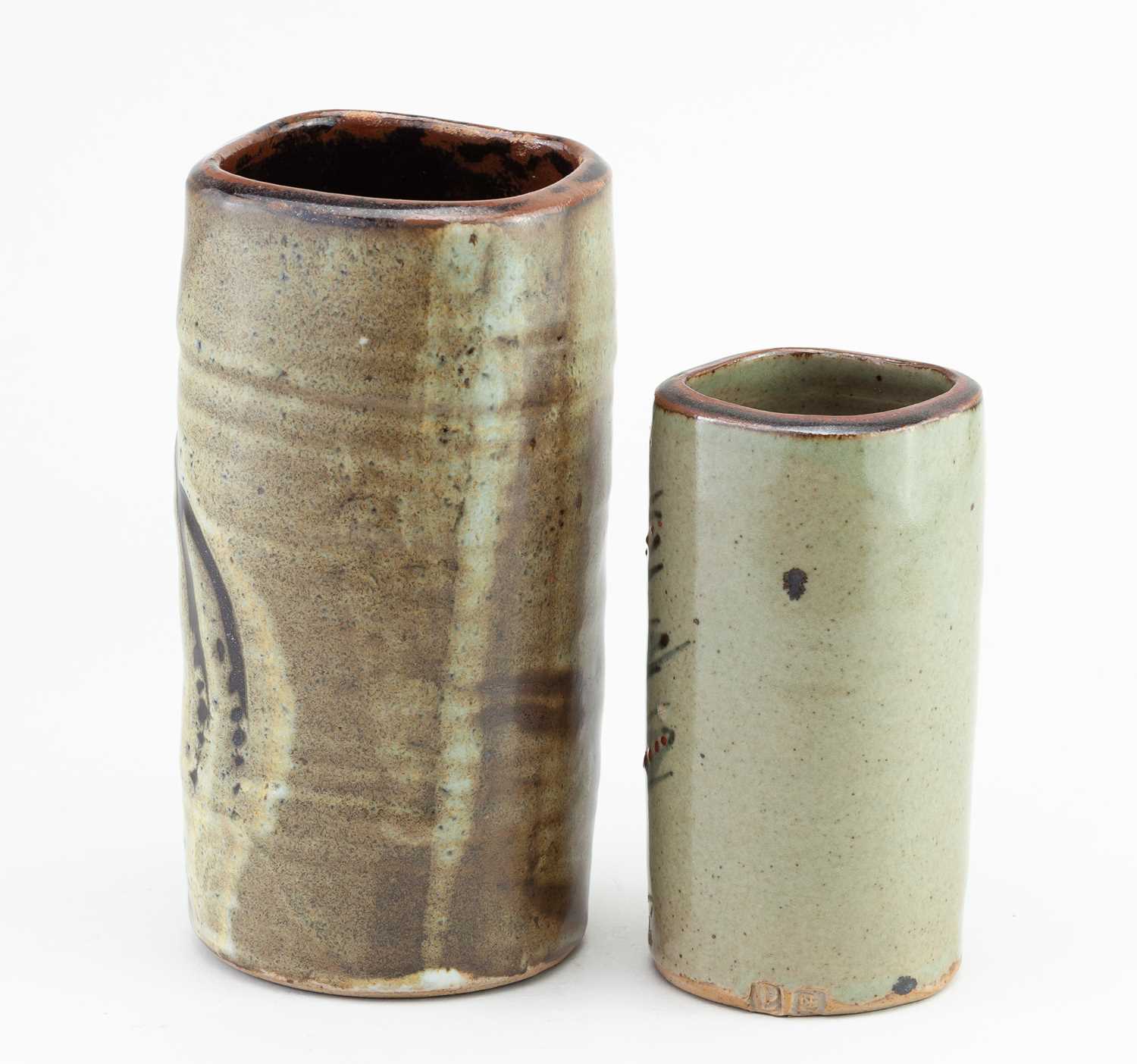 † DAVID LEACH (1911-2005) for Lowerdown Pottery; a cylindrical stoneware vase covered in dolomite - Image 2 of 6