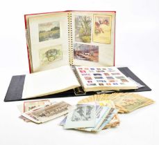 A school boy stamp album to include world stamps, a penny red, Hong Kong Queen Elizabth II stamp,