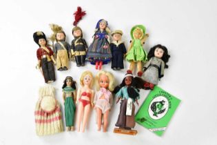 A group of c1930 toy soldiers, also a selection of vintage dolls, one wooden example.