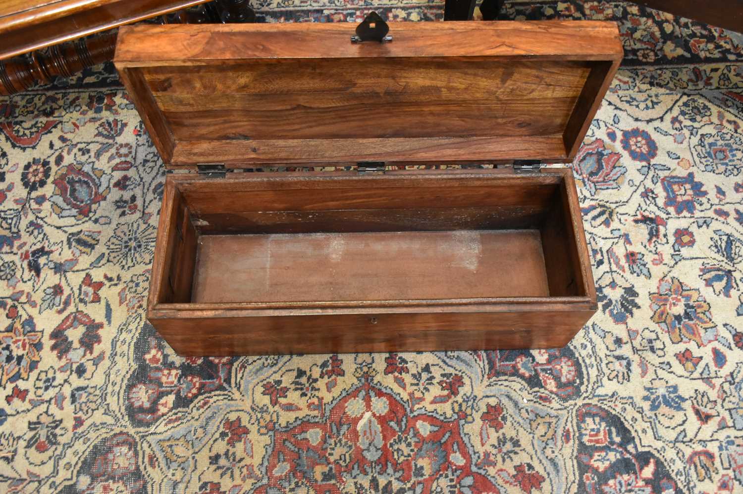 A Victorian mahogany rectangular coffee table, width 91cm, a modern coffee table with hinged top and - Image 3 of 4