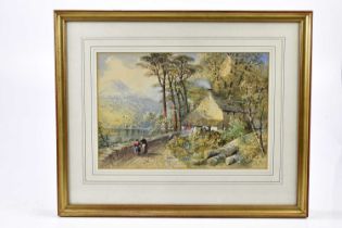 CORNELIUS PEARSON (1805-1891); watercolour, 'Scene of the Border of Thirlmere, Cumberland', 23 x