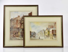 ROBERT LIGHTFOOT; two watercolours, both of street scenes, one signed lower left, the other signed