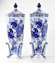 SPODE; a pair of "Worcester Wheel" pattern urns, height 56cm.