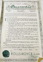 ROLLS ROYCE INTEREST; a signed guarantee presented to George Coop Esq, chassis number: GKT33,