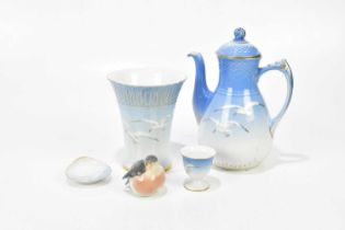 BING & GRONDAHL; a ceramic coffee pot, vase, pin dish and egg cup, each decorated with seagulls (4).