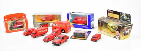 CORGI; a collection of diecast vehicles relating to the Royal Mail and Parcelforce, together with